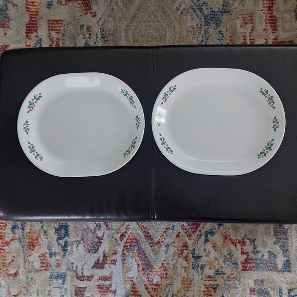 2 Corelle By Corning Winter Holly Days Christmas Oval Serving Platter Plate Dish - Picture 2 of 7